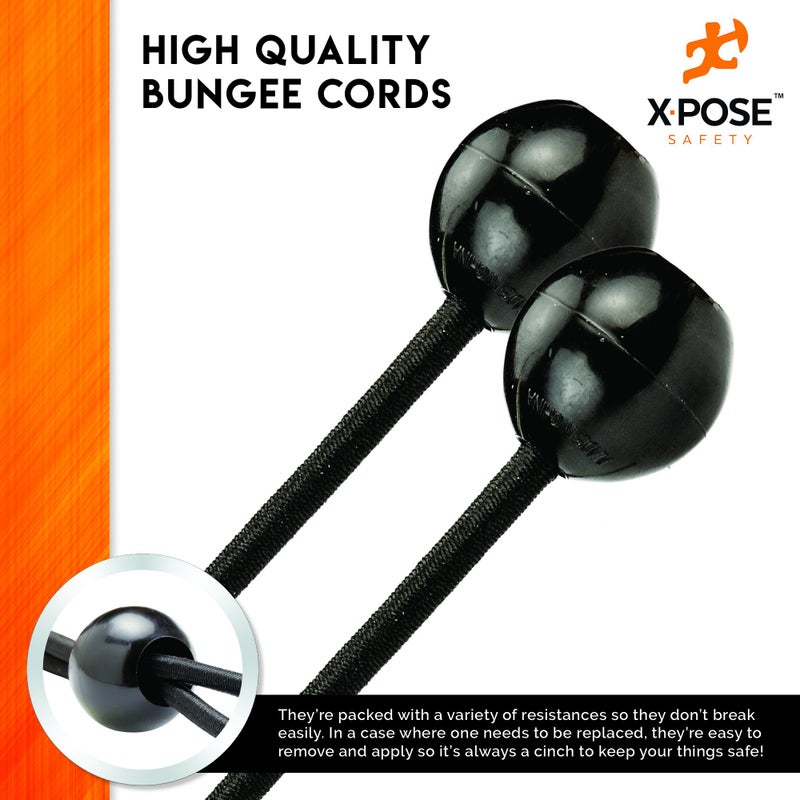 Xpose Safety Bungee Ball Cords 11" 10 Pack Heavy Duty Black Stretch Rope with Ball Ties for Canopies, Tarps, Walls, Cable Organization - Image 4